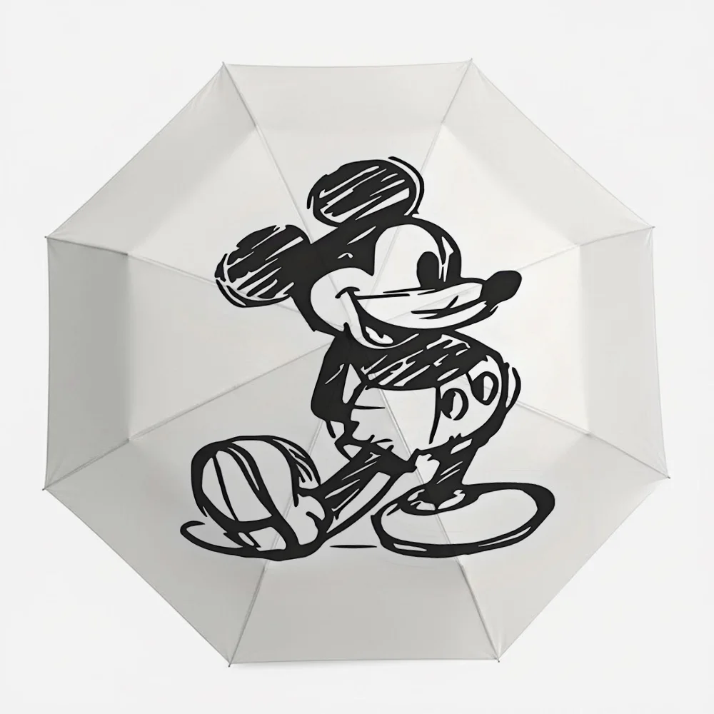 

Disney Mickey Mouse Black Sketch Print Automatic Folding Umbrella, Windproof Waterproof Travel Umbrella for Kids Adults, Portabl