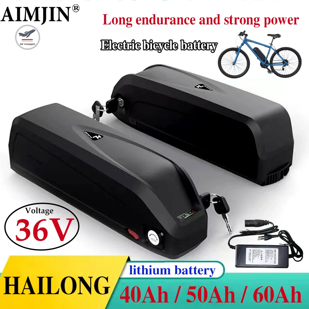 

36V 18650 electric bicycle battery, Hailong battery box with USB, 60Ah ultra large capacity power battery pack with built-in BMS