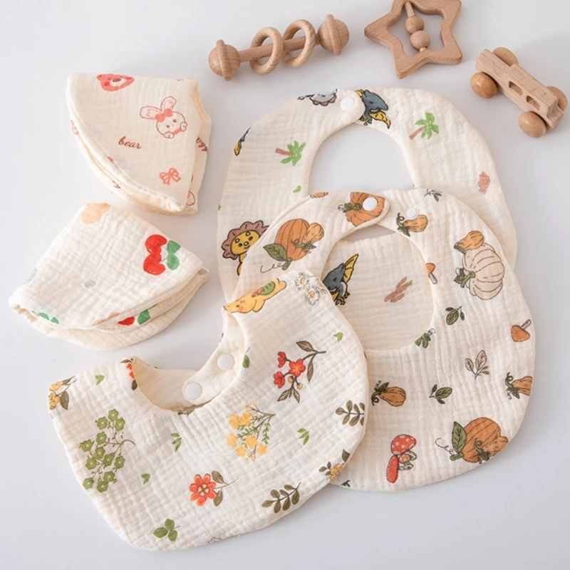 6-layer Fedding Bib for Baby Small Neckerchief Absorbent Drooling Bib Towel Soft & Breathable Newborns Burping Cloth