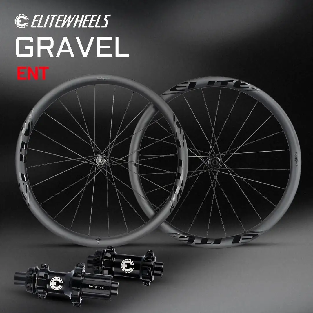 

ELITEWHEELS ENT GRAVEL 700C 35x32 Center Lock Or 6 Bolt Lock Hub Tubeless 45x34 Rim Carbon Wheelset Disc Brake Tubeless Ready