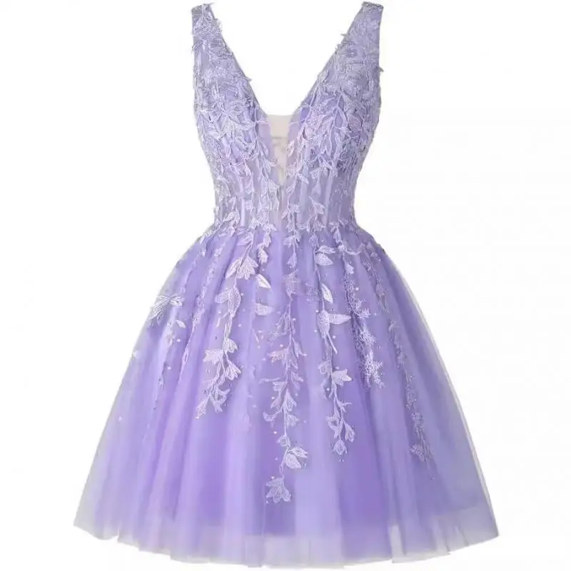 Double Shoulder Deep V-dress New Embroidered Dress Short Skirt Birthday Party Banquet Stage Performance Dress Customized