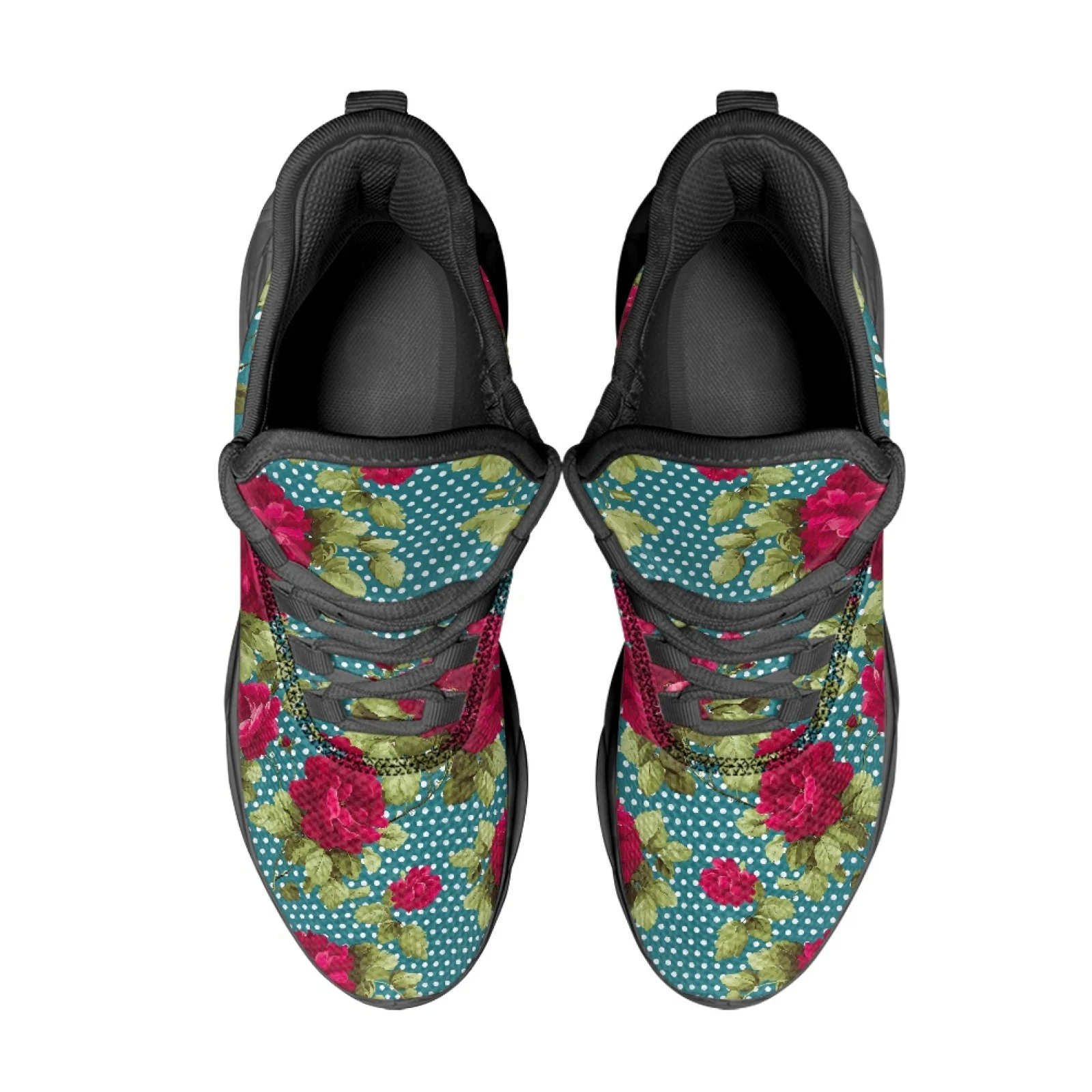 PENSTROLL Red Rose Dot Print Blade Shoes Athletic Footwear for Men Lace-Up Blade Running Shoes
