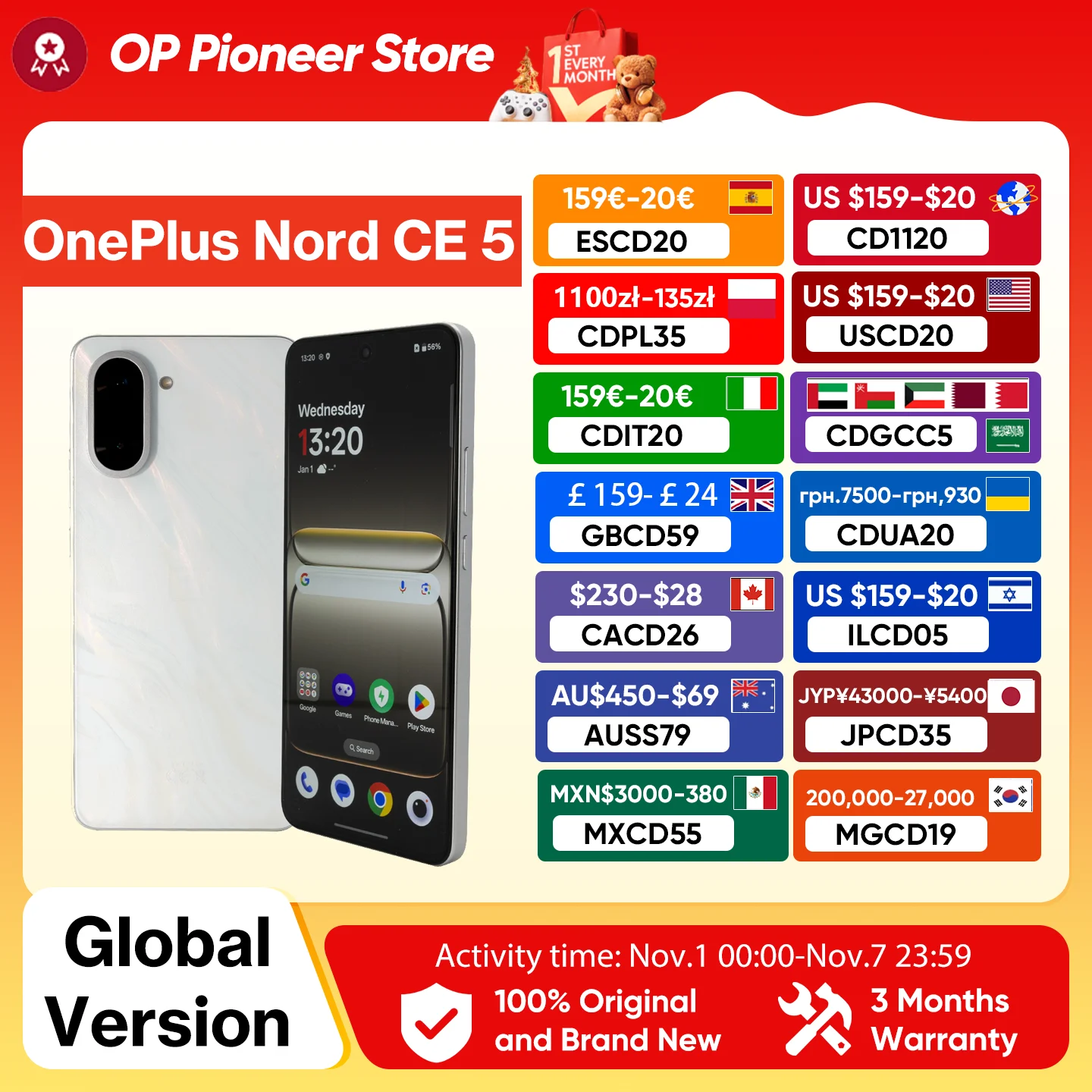 yZ[zOnePlus Nord CE 5 8GB 256GB X}[gtH android 5g MediaTek Dimensity 8350 Apex 7100mAh obe[ 50MP O[oo[W