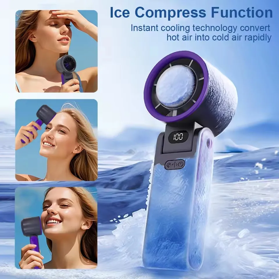 Portable Handheld Fan Foldable Hanging Neck Fan USB Rechargeable for Outdoor Travel Mini Handheld Fan Small Pocket Cooling Fan