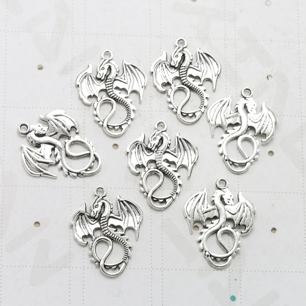 

20 Pcs Flying Dragon Pendant Ornament Jewelry Making Pendants Charm Alloy DIY Charms