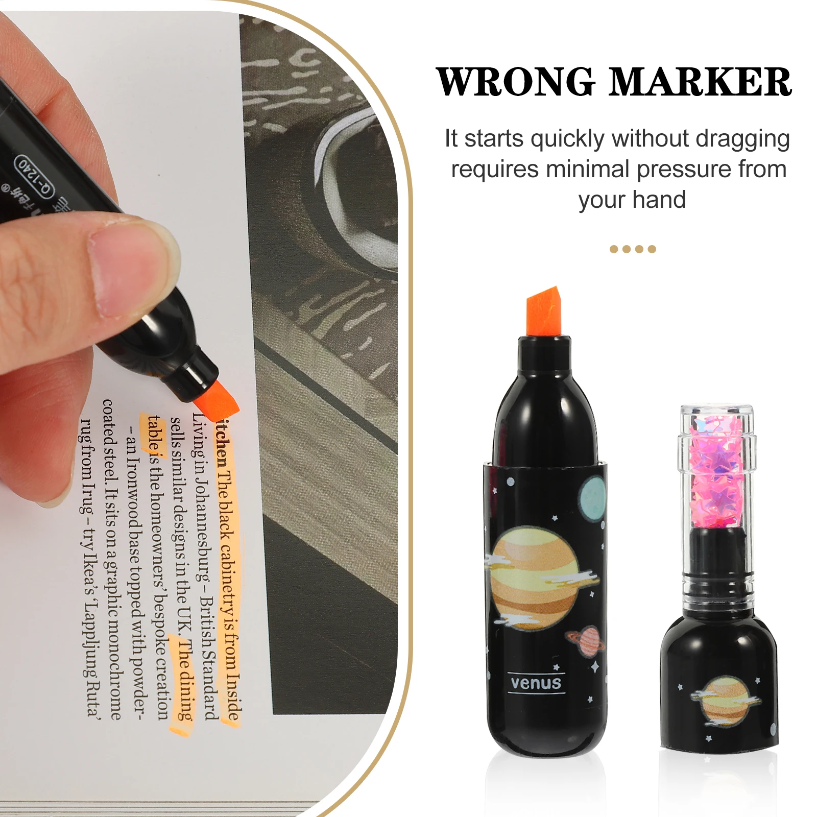 

6Pcs Planet Highlighters Bright Colors Smooth Writing School Student Marker Pens Cute Cartoon Design Gift for Supplies