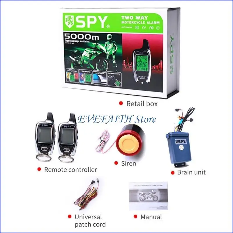 

124B 12V Double Remote Control Anti-theft Alarm Systems LCD Display for Motorcycle