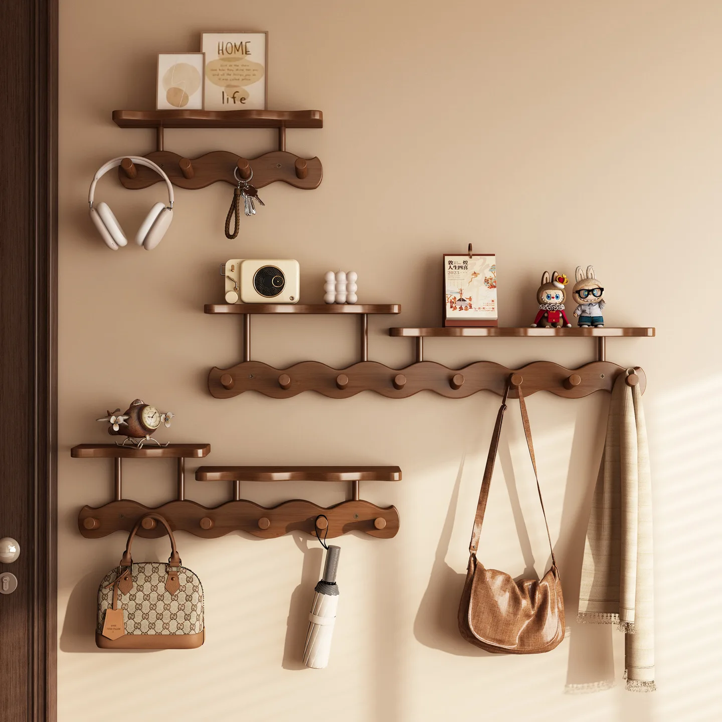 

Clothes rack, wall-mounted hook without drilling for behind the door, suitable for bedroom, living room, for hanging bags