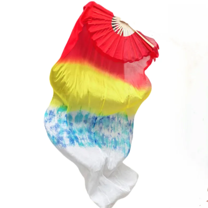 Seide Fan Schleier Bauchtanz Requisite (2er-Set) Tie Dye Professionelle Frauen Bauchtanz Kostüm Zubehör Anbetung Lob Bühnenpraxis