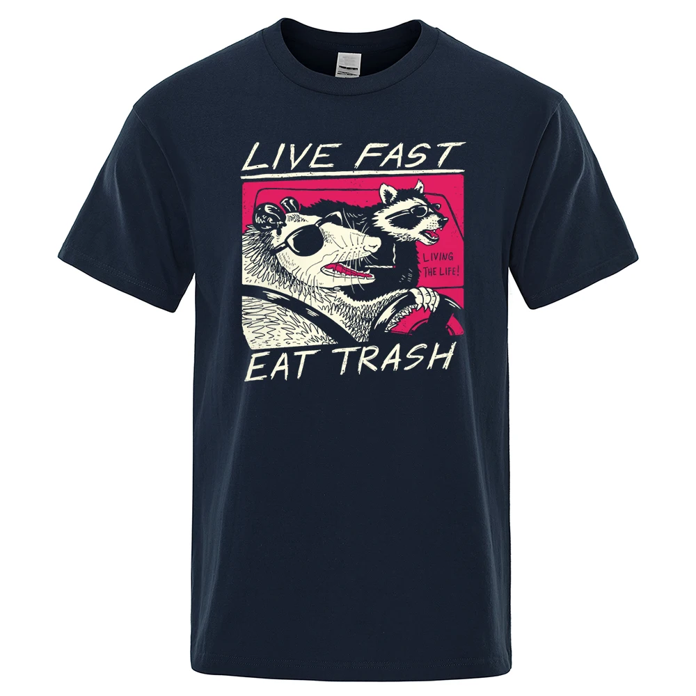 The Life Is Too Short To Eat Trash T-Shirts Men Casual Loose Clothing Oversized Summer Tops Cotton Luxury Mens Street Tshirts