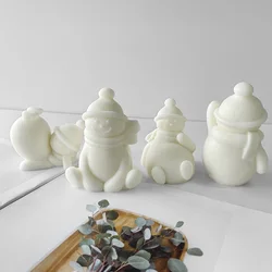 크리스마스 눈사람 실리콘 몰드 DIY 향기 나는 양초 석고 송진 장식품, 몰드 수제 비누 양초 만들기 용품