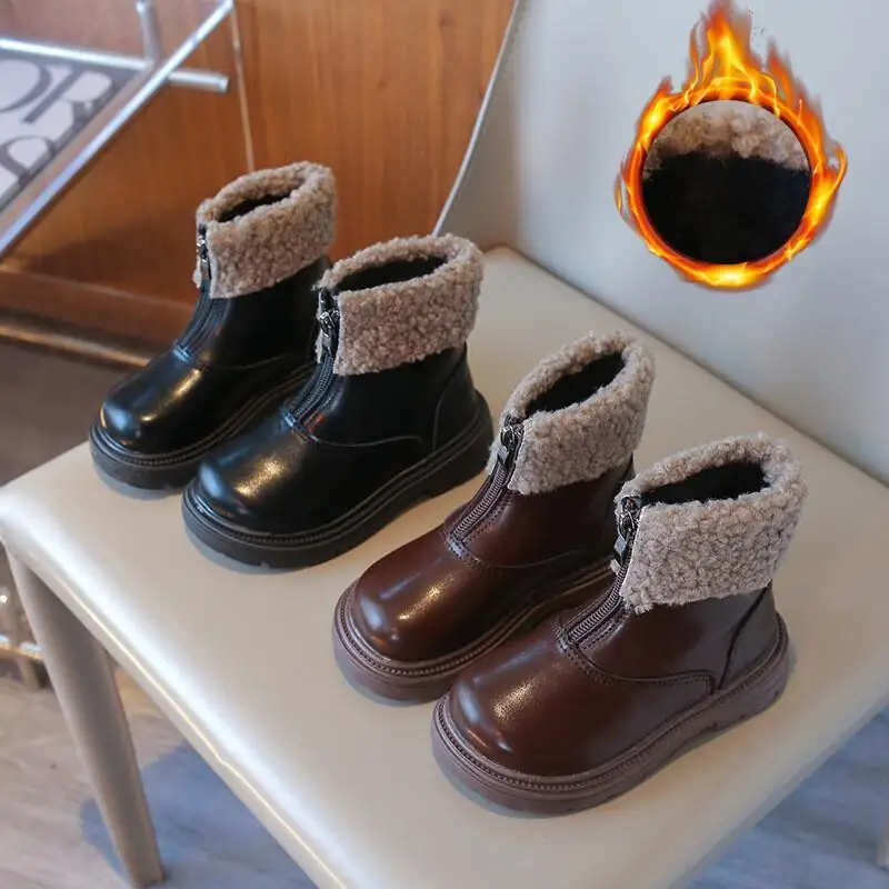 

Hot Fashion Y2K boots Children S Boots Non-Slip Children S Shoe 2025 Winter Autumn Kids Keep Warm Thicken Lined Warm Short Boots