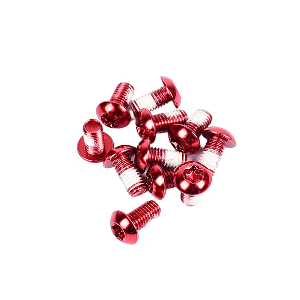 12Pcs Bicycle Brake Rotor Bolts Colored Screws Racing Precision Replacement Parts Accessories Maintenance Kit Red