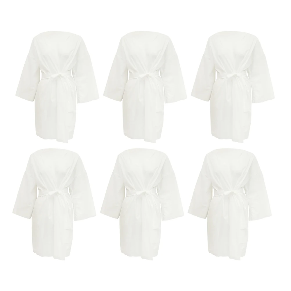 

6 pcs Disposable Bathrobe Travel Cotton Robes Spa Suit Towels Spunlace Wraps Sauna Steam Hot Springs Beauty Salon Home Use