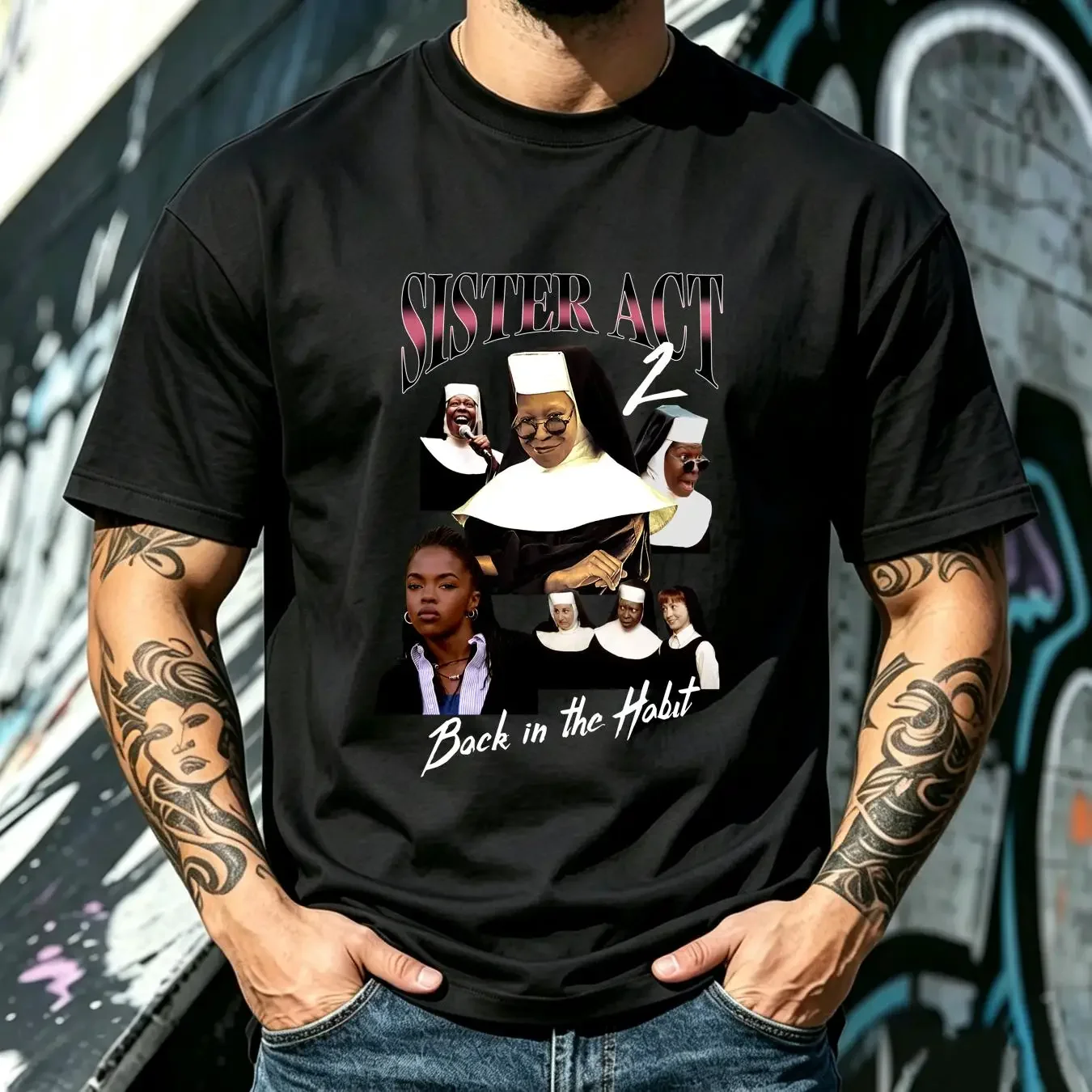 washed T Shirt Sister Act 2 Movie Vintage Merch Y2K 90's Bootleg L78RP long or short sleeves vintage Washed Stylish