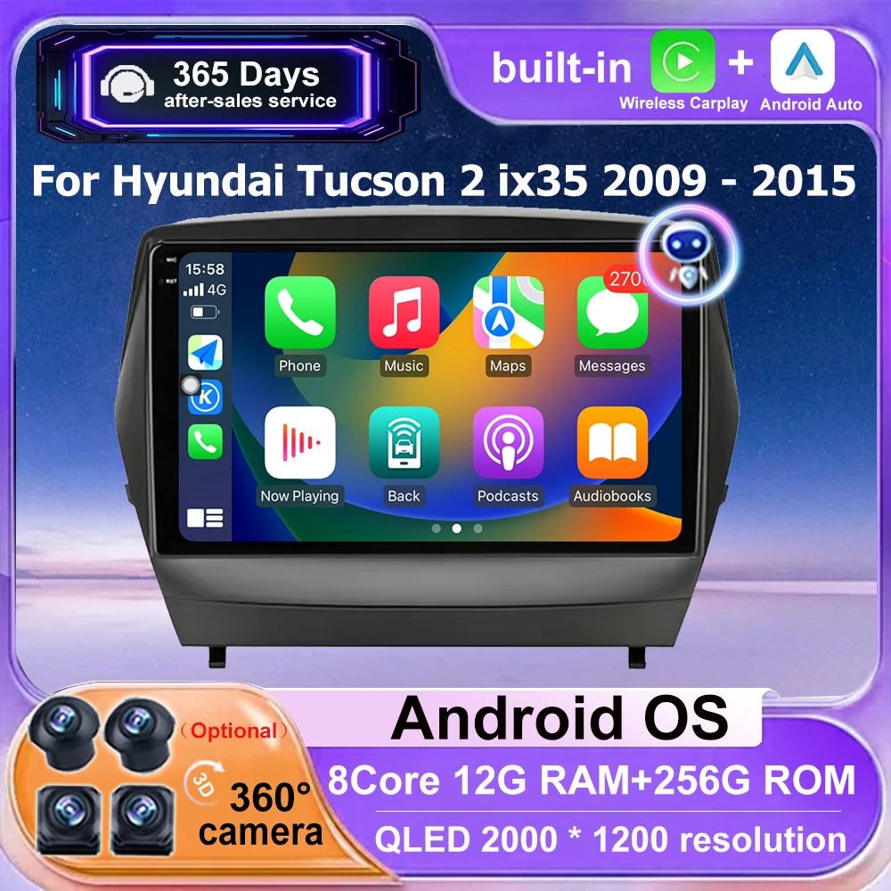 

Android Auto Carplay For Hyundai Tucson 2 ix35 2009 - 2015 4G WIFI Car Radio Multimedia Video Player GPS Navigation Tools BT DSP
