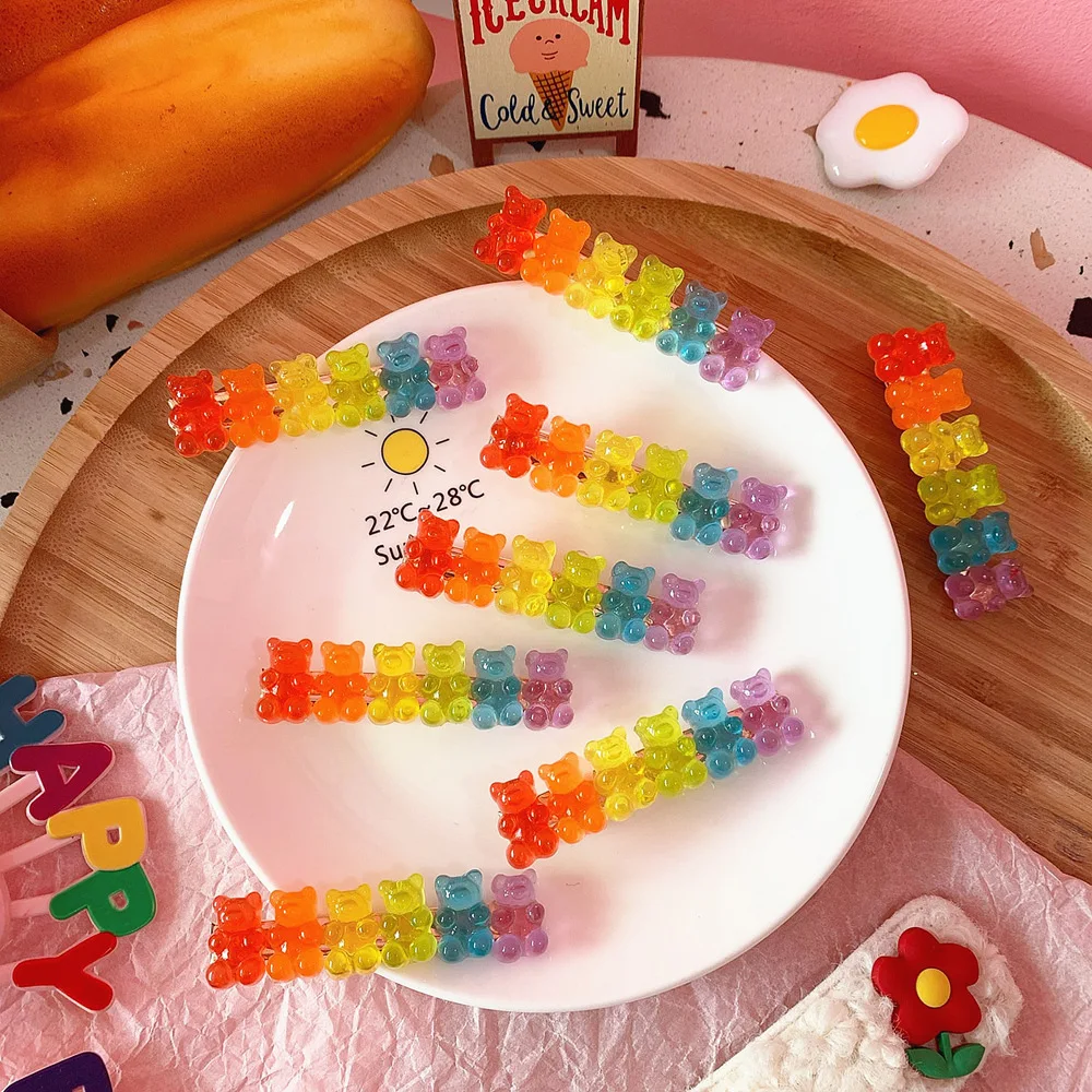 

Candy Color Jelly Bear Hair Barrette Clips Barrettes Cartoon Cute Animal Hairpin Women Hairgrips Girls Hair Acccessories Gifts