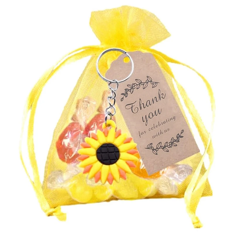 Hot Kf-60PCS Sunflower Keychain Sunflower Theme Party Favors Set