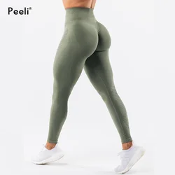 Leggings senza cuciture con culo scrunch da donna Amplifica il contorno Leggings da palestra a vita alta Pantaloni da yoga da allenamento per donna Leggings sportivi