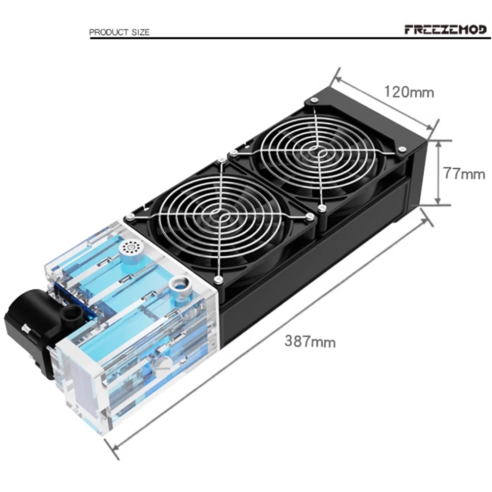 Bomba de 12V/24V, tanque de agua, radiador de doble capa de 45mm de espesor con ventilador Dual de 2800rpm, módulo AIO, refrigeración por agua FREEZEMOD MOD SLMZ-T-240