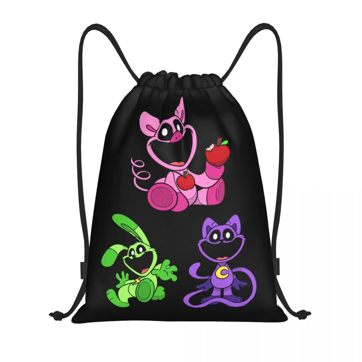 Custom Picky Piggy Render Smiling Big Mouth Critters Drawstring Backpack Gym Sport Sackpack Foldable Scarry Animated Game Bag