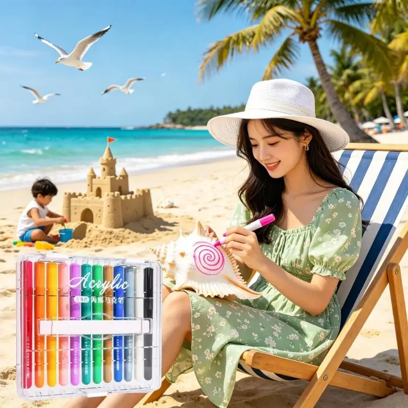 Acrylic Markers Set Professional Colors For Artists Students Drawing Sketching Craft Projects Practical Storage Case H8WD