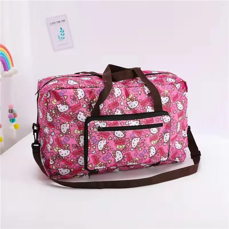 Sanrio hello kitty shoulder bag foldable travel  handbag Kuromi luggage bag can be inserted into the trolley case storage bag