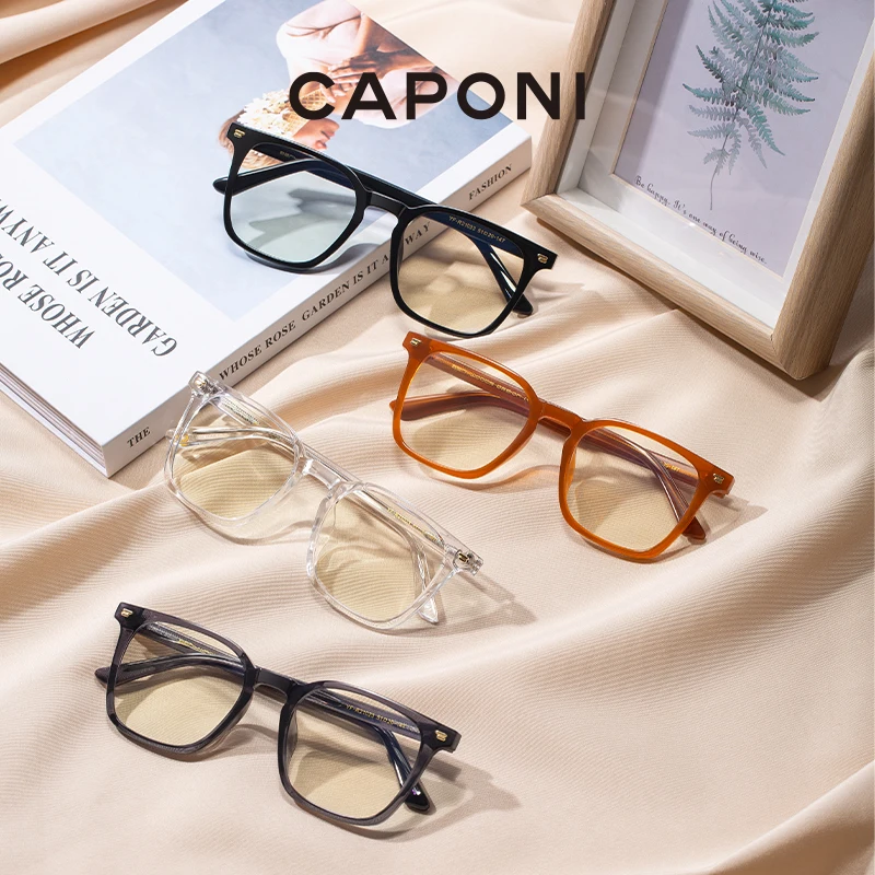 

CAPONI TR-90 Glasses Frame Fashionable Support Customization Anti Blue Light Women's Eyeglasses Classic Square Glasses F21023