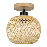 Retro Led Bamboo Woven Ceiling Lamp Corridor Aisle Living Room Ceiling Light E27 Woven Lamps Decorative Fixtures 6