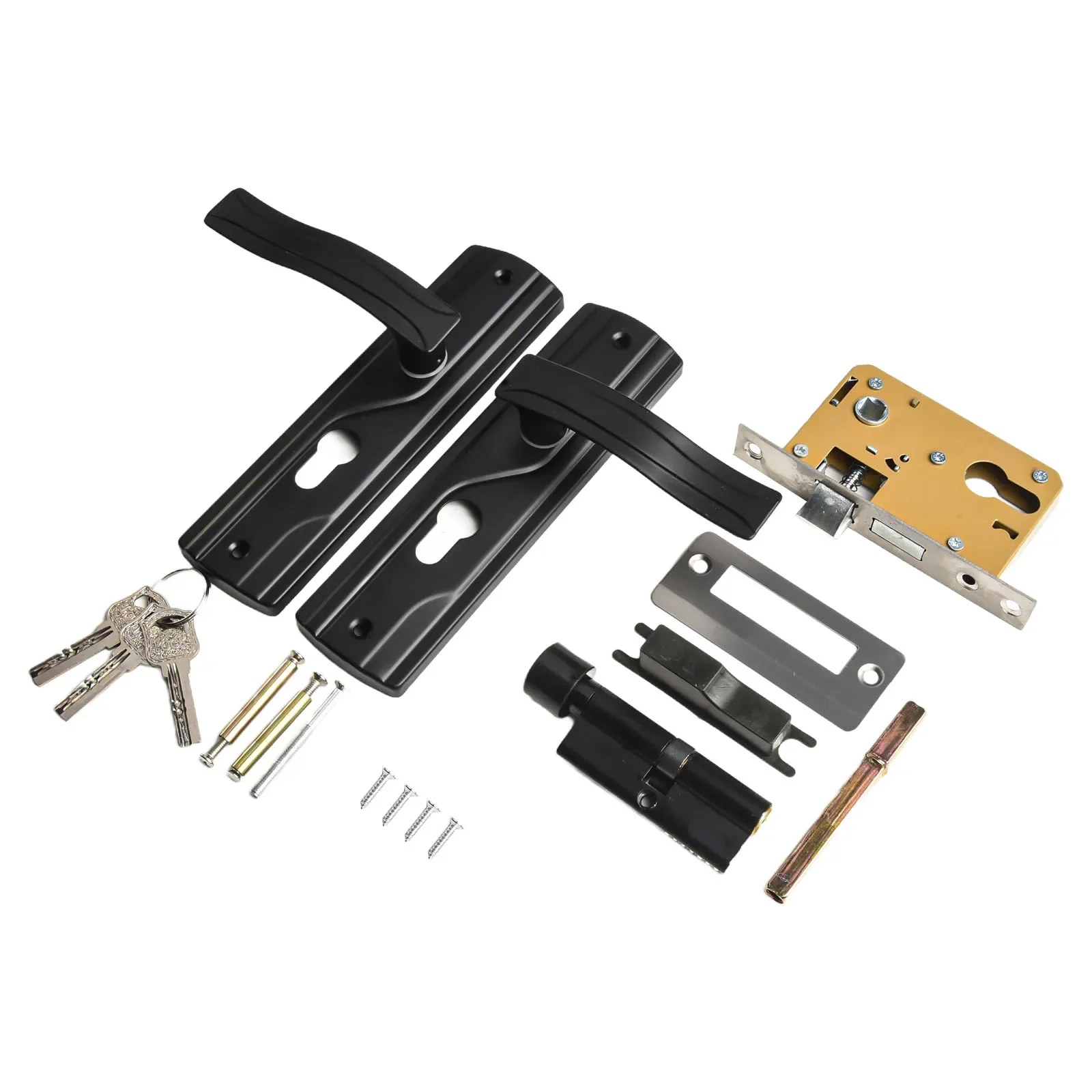 Black Finish Door Handle Lock Easy To Use High Quality Specifications Stylish Black Finish Easy To Use High Quality