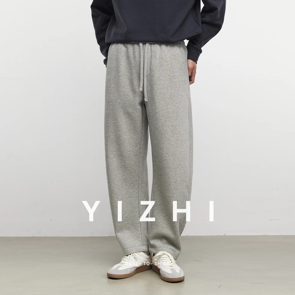 

Модные мужские брюки с изогнутыми лезвиями на флисовой подкладке, новинка зимы 2025 года, однотонные повседневные брюки с воздушным слоем, свободные универсальные спортивные брюки