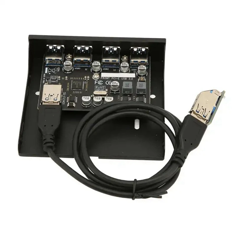 لوحة أمامية USB 4 منافذ USB 3.0 بسرعة 5 جيجابت في الثانية PCIE إلى USB3.0 HUB للكمبيوتر المكتبي محرك الأقراص المرنة Bay-ABVP #1