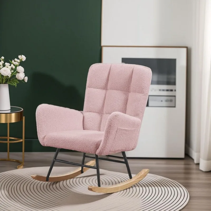 

home.Rocking Chair for Nursery, Upholstered Glider with High Backrest, Nursery Rocker Comfortable Stylish Accent Armchair for Li