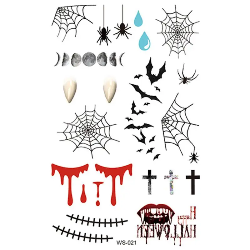 Horror Realistic Fake Bloody Wound Stitch Scar Waterproof Temporary Tattoo Sticker Halloween DIY Masquerade Prank Makeup Props