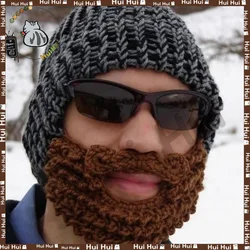 New Style Funny Hip-Hop Adult Hat Big Beard Fake Beard Funny Hat Mask Hand Knitted Warm Wool Hat Suitable For Men Women