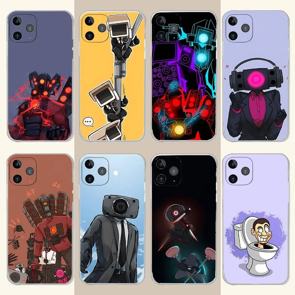 

S-Skibidi Game Toilets Phone Case For iPhone 17,16,15,14,13,12,11 Pro,Max,Plus,X,XS,XR,SE4,E Mini Transparent Soft Cover