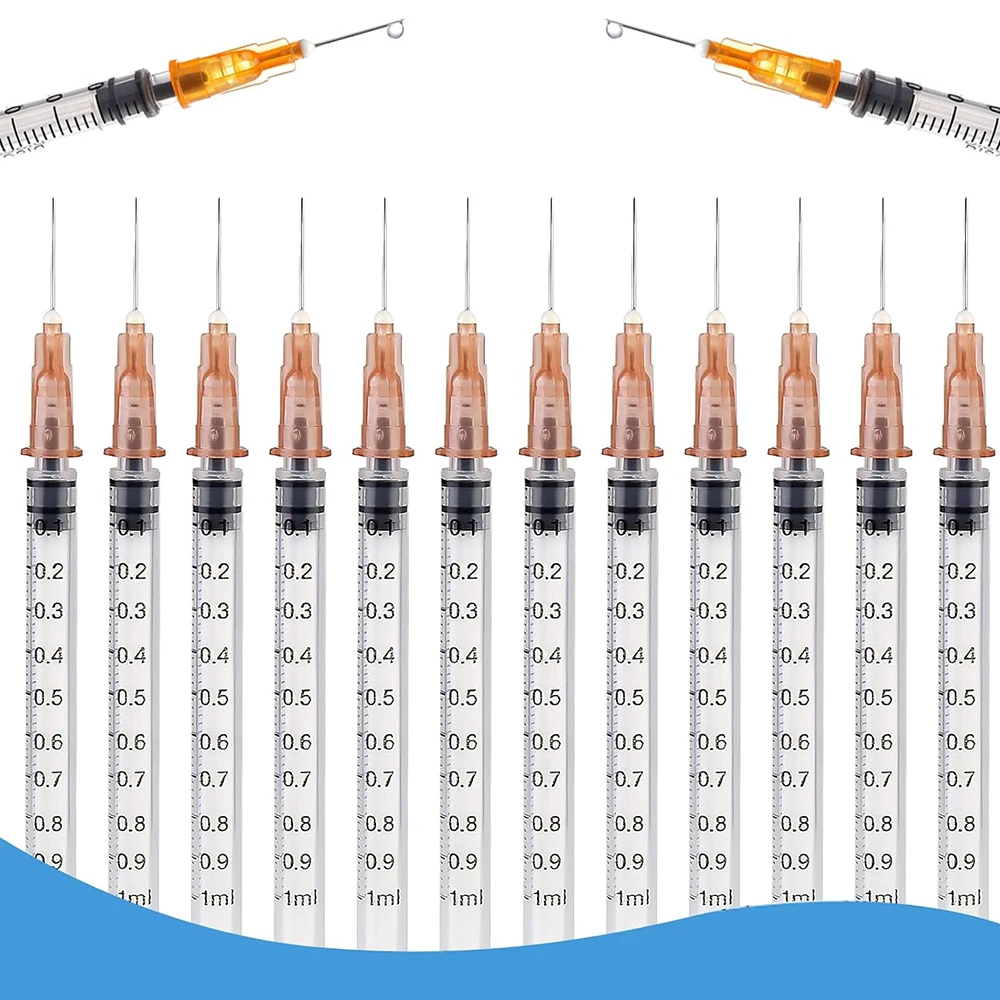 7-teiliges Set aus Klebstoffapplikatoren und Spritzen für Veterinär- und Industriezwecke, Tierfütterung, mit Kapazitäten von 1+3+5+10+20+30 ml, ausgestattet mit spitzen Nadeln und Kappen, geeignet für