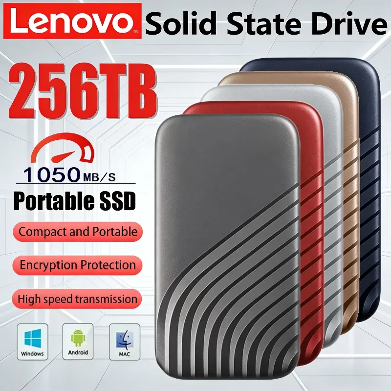 

Новый портативный SSD-накопитель Lenovo 2026 года, высокоскоростной внешний жесткий диск USB 3.1 Type-C, 2 ТБ, 4 ТБ, 8 ТБ для ноутбуков и ПК