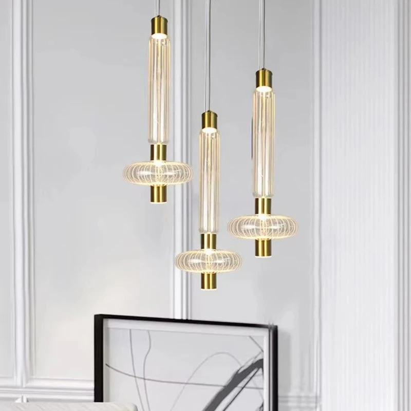Modern Long LED Glass Bedroom Headboard Pendant Light Minimalist Luxury Hotel Exhibition Hall Restaurant Decoration Hanging Lamp