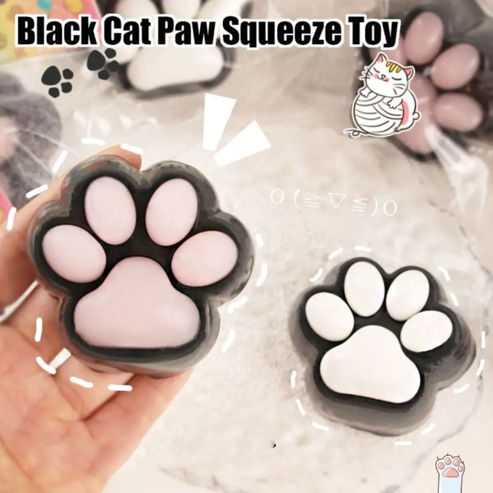 

Soft Plush Black Cat Paw Squeeze Toy Sensory Toy TPR Cartoon Fidget Toy Silicone 3D Pinch Decompression Toy Practical Jokes