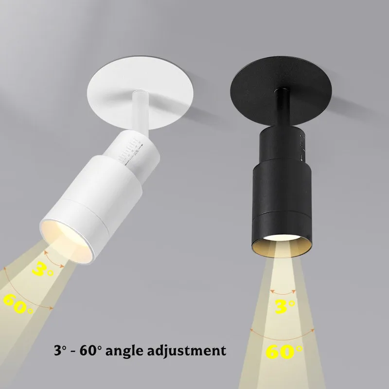 Embedded mini spotlights with adjustable focus ranging from 3° to 60°, small-angle focused lamps for tea rooms, bars and KTVs