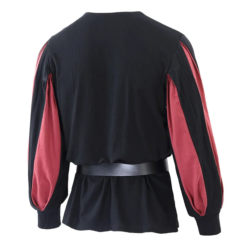 قميص حفلات الأمير من العصور الوسطى والنهضة، زي تنكري للرجال، ملابس حفلات الهالوين بأكمام طويلة وتصميم فضفاض بأسلوب الروك #4