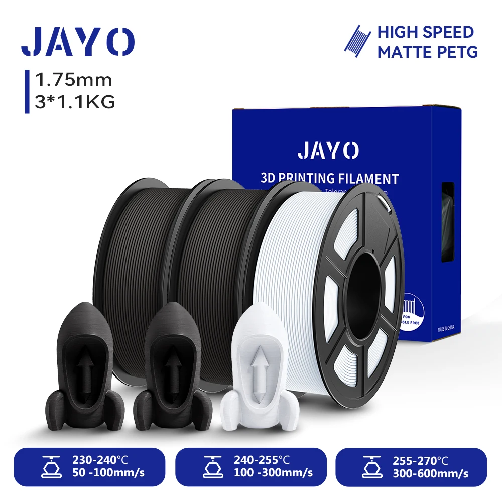 JAYO 3Rolls 3D PETG / High Speed Matte PETG 3D Filament 1,75mm 30mm/s - 600mm/s Druckbereich PETG 3D Drucker Filament für 3D