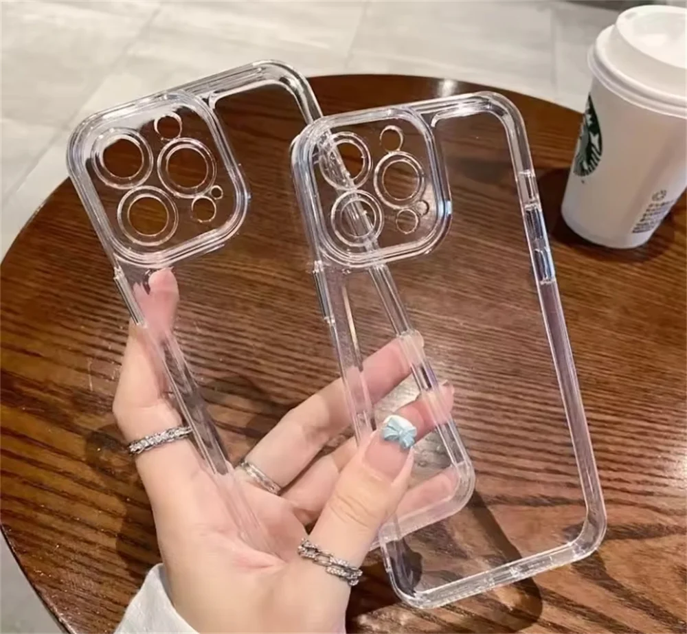 تعزيز التكلفة الفاخرة شفافة سيليكون لينة القضية آيفون 16 15 14 13 12 برو ماكس زائد البسيطة رقيقة واضحة الغطاء الخلفي قذيفة بولي يوريثان