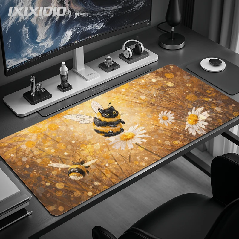Mouse Pad Abstract Bee Cat Gamer XL Custom New Computer Home Mousepad XXL Mouse Mat Office Natural Rubber Soft Laptop Table Mat