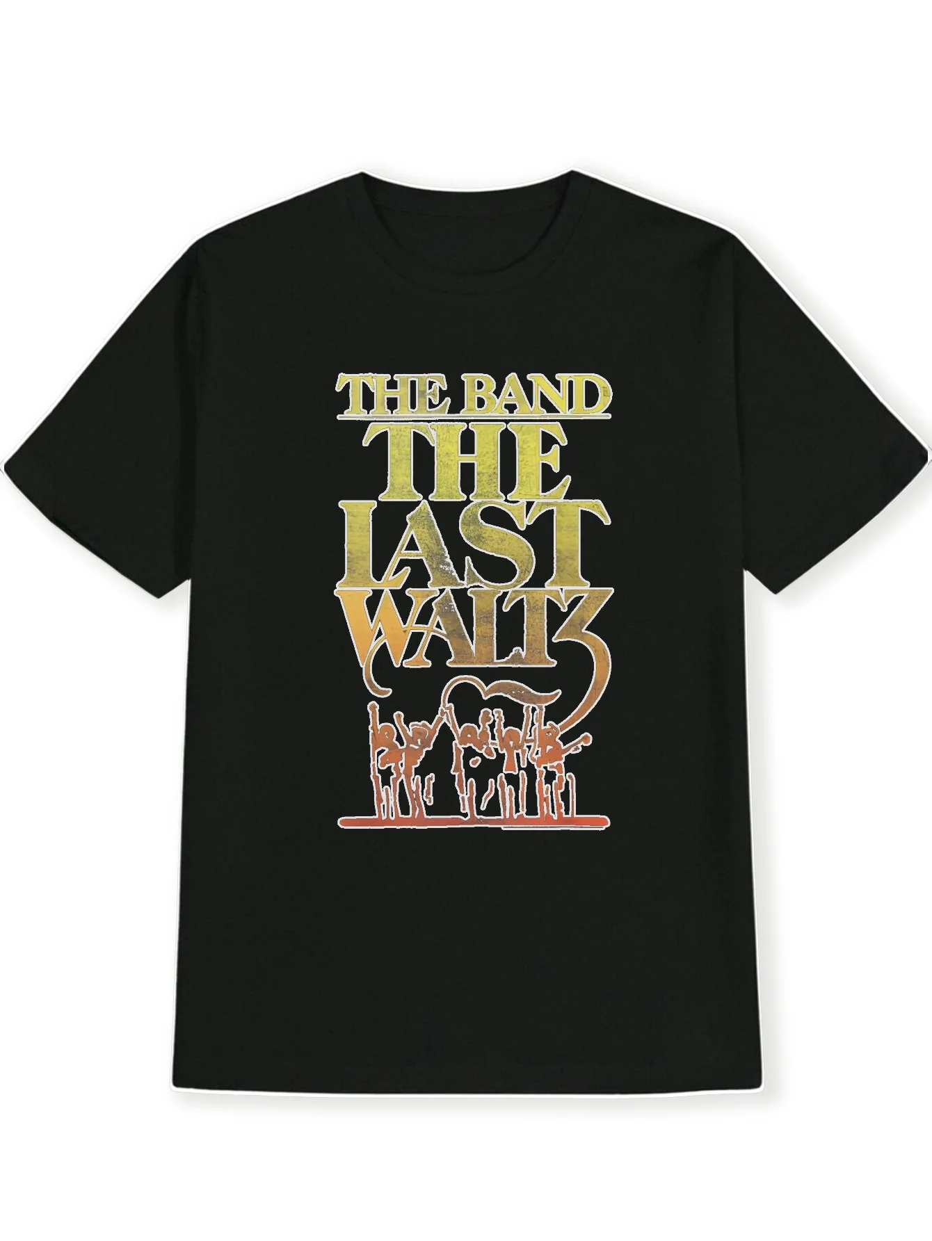 

Men'S "The Band The Last Waltz" Graphic T-Shirt - Black Casual Crew Neck Tee with Band Members Silhouette Print