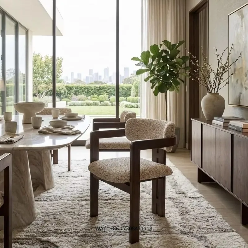 Modern Solid Wood Upholstered Dining Chair Dining Wood Chairs for Home Restaurant Hotel Coffee Shop & Wedding Use