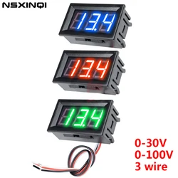 LED Digital Tensão Medidor Painel Monitor Tester, Mini Voltímetro, DC 0-30V, 0-100V, 3-Wire, 0,56 