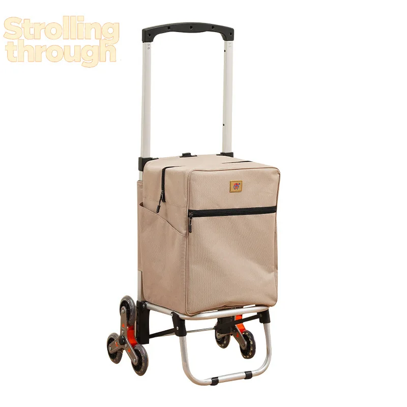 

Portable Shopping Trolley Pull Goods Light Can Climb Stairs Household Elderly People Buy Food Tie Rod Aluminum Car
