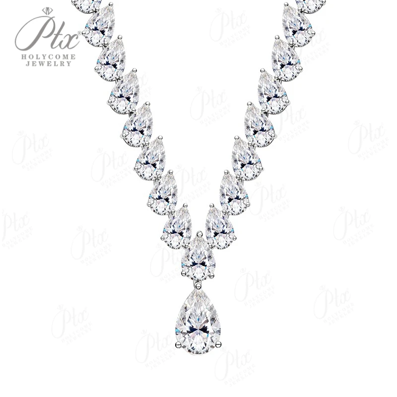 

Теннисная цепочка грушевидной формы D-цвет VVS1-класса Ожерелье из муассанита Изысканные женские украшения, подходящие для банкетов и вечеринок